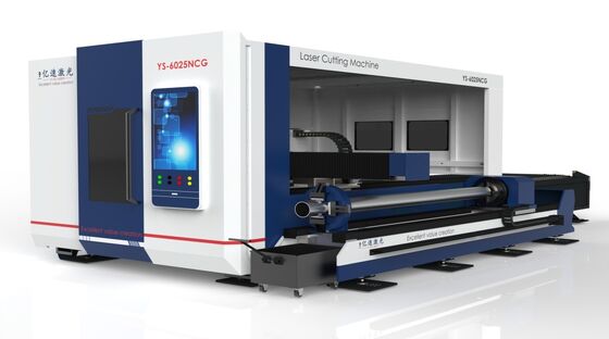 kualitas  Integrated Fiber Laser Cutting Machine With Large-scale Exchange Table And Surrounding Tube Plate pabrik