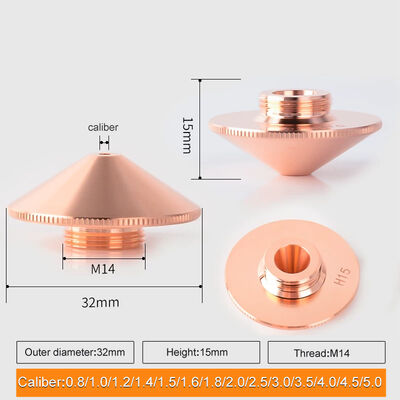 Kualitas  D32 H15 Laser Cutting Nozzle 2.0mm for Precision Cutting and Long Service Life pabrik